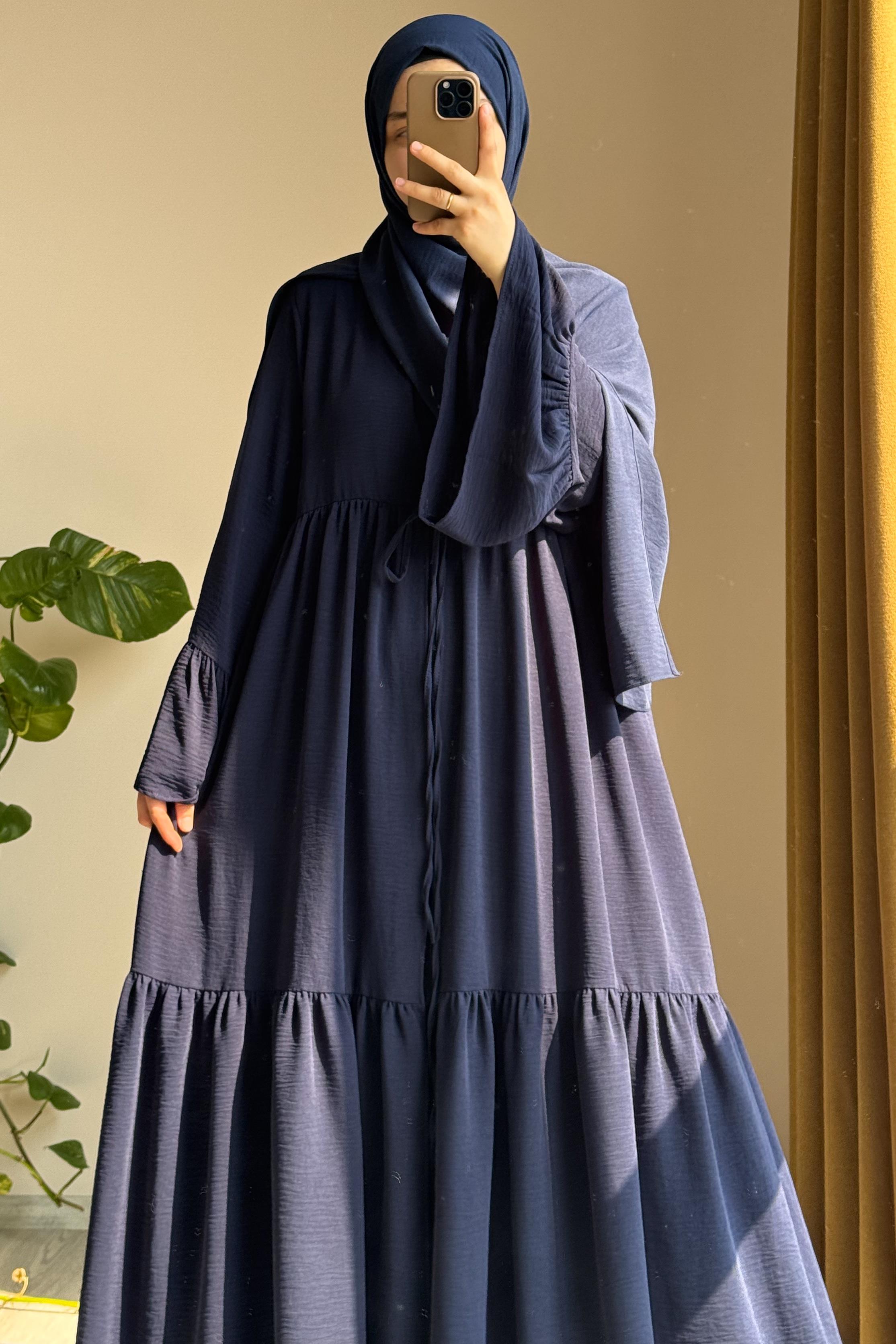 Kolu Fırfırlı Abaya Takım - Lacivert · 3