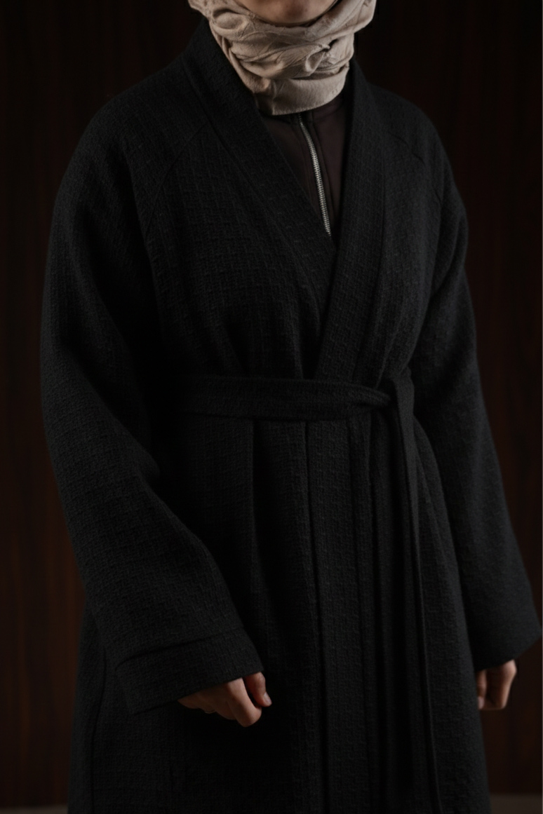 Midi Boy Şanel Kimono - Siyah · 2