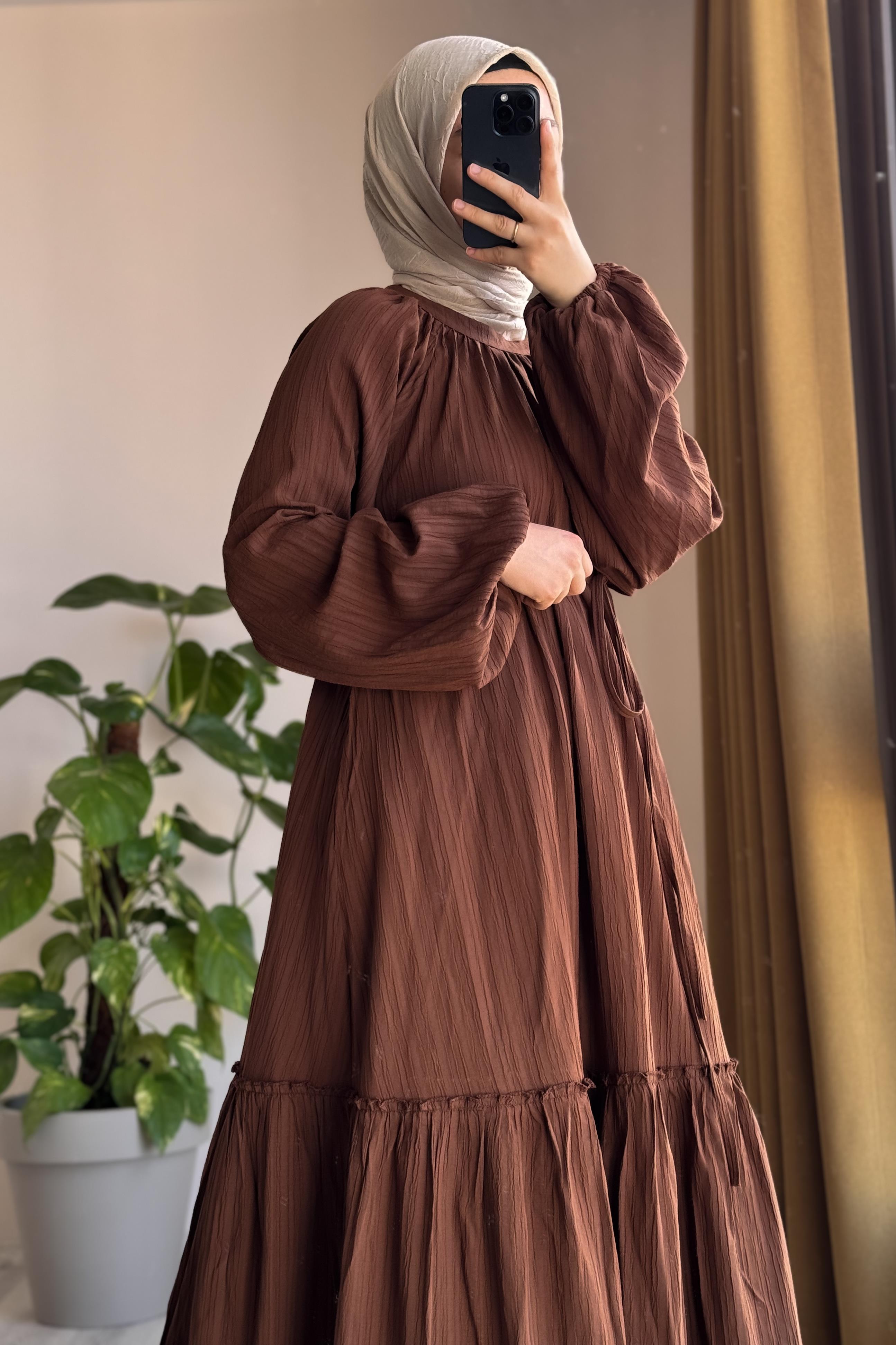 Pamuklu Elbise - Kahve · 9