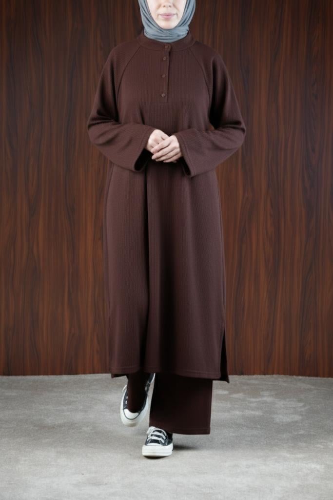 Pat Detaylı Triko Takım - Acı kahve · 3
