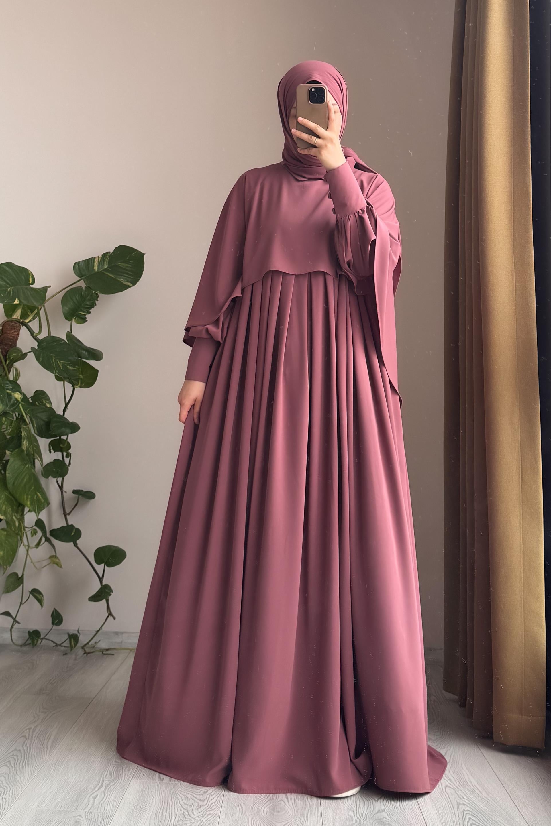 Pelerinli Elbise - Gül kurusu · 3