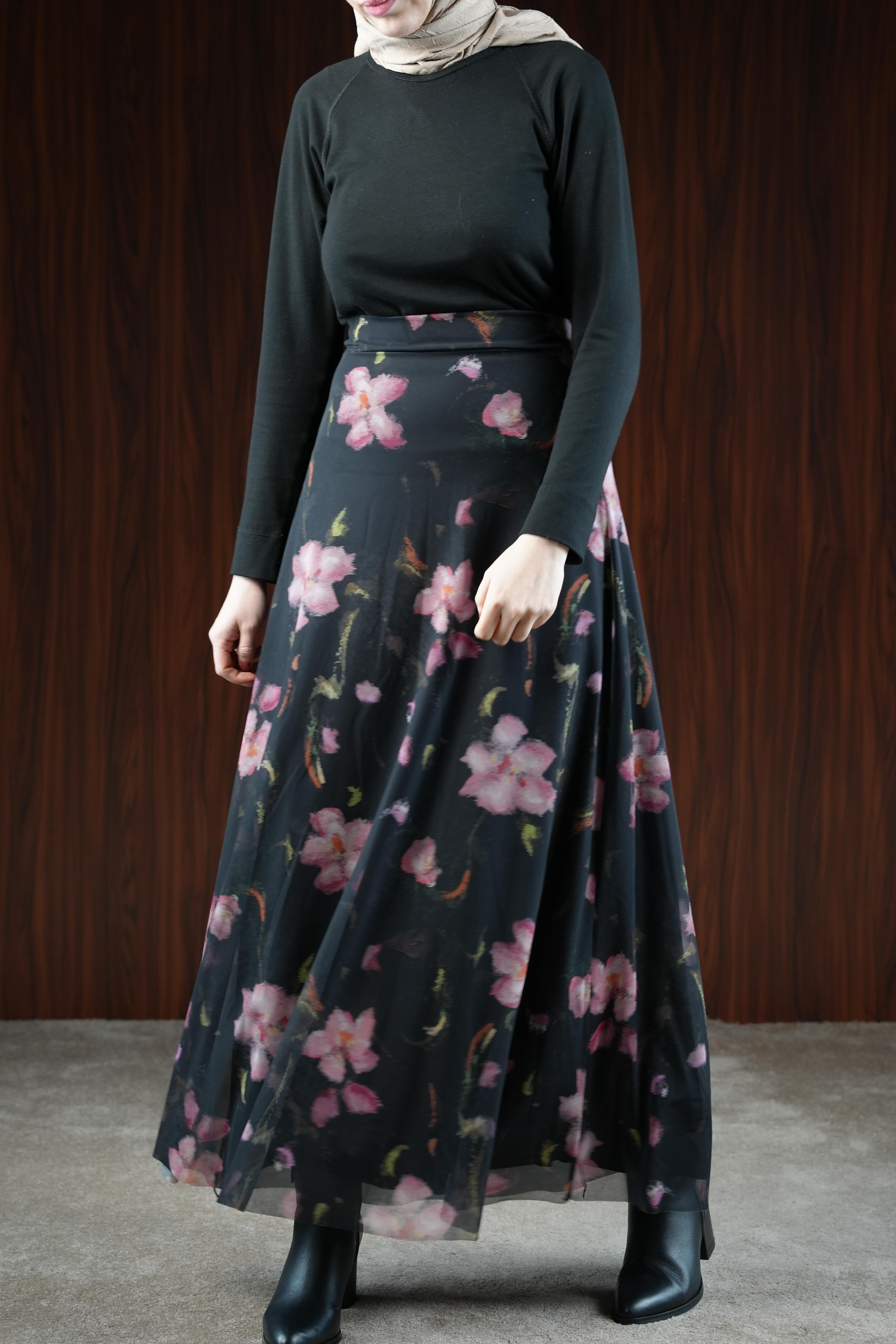 Tül Etek - Çiçek Desen Rose · 6