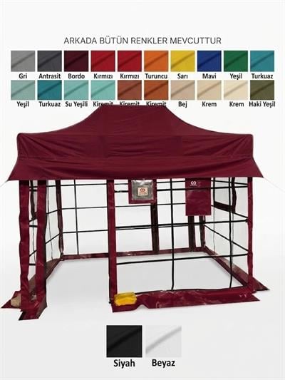 Çadır Dünyası 2x3 m Pratik Kurulum Çadır - 4 Mevsim Akrilik - 25x125 cm Kapalı Ebat