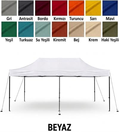 Çadır Dünyası 3x6 Metre Dev Profil Çardak - 1.2 MM Et Kalınlığı, 30'luk Demir Profil, %100 Su Geçirmez, Profesyonel Etkinlik ve Fuar Tipi Gölgelik