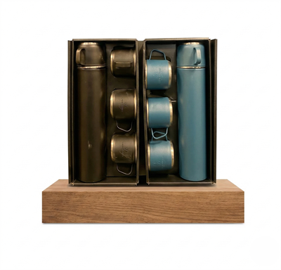 Çadır Dünyası 600 ml Profesyonel Kamp Termos Seti - Vakumlu Çift Katmanlı Çelik + 3 Adet Bardaklı Hediye Kutulu