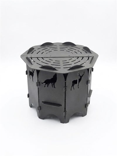 Çadır Dünyası Arena Izgaralı Ateş Çukuru - 1.5 mm Kalın Çelik Saç Kamp Ateşi Kovası, 40 cm Çap, 30 cm Yükseklik Taşınabilir Bahçe Barbekü Mangalı