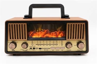 Çadır Dünyası Everton RT-703 Nostaljik Bluetooth Radyo - 4 Bantlı, Solar Panelli ve Dekoratif Alev Efektli Müzik Çalar