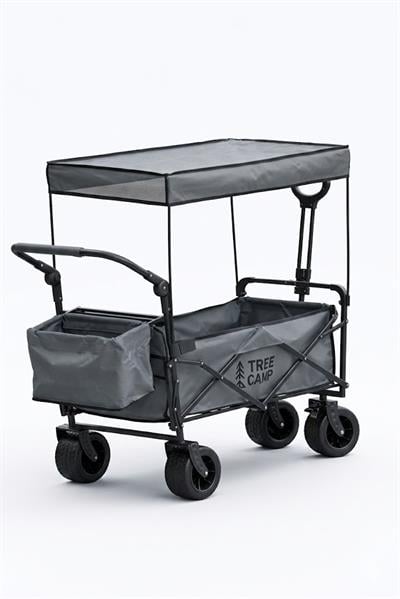 Çadır Dünyası Full Model Kamp Vagon Arabası - 120 KG Kapasiteli, Tenteli ve Kapaklı, 9 CM Geniş Tekerlekli Katlanabilir Arazi Tipi Taşıma Arabası