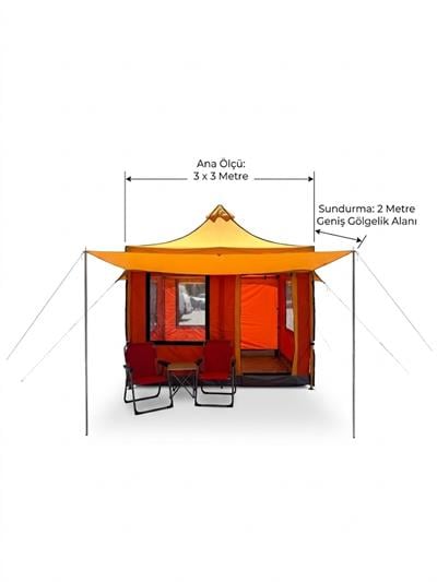 Çadır Dünyası Lowe Room Odalı Kamp Çadırı - 3x3 m & 2 Metre Sundurmalı