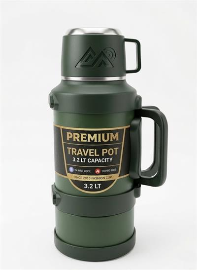 Çadır Dünyası Profesyonel Çelik Termos - 3.2 Litre Dev Kapasite, 24 Saat Sıcak/Soğuk Korumalı, Çift Katmanlı Vakumlu Paslanmaz Çelik Gövde