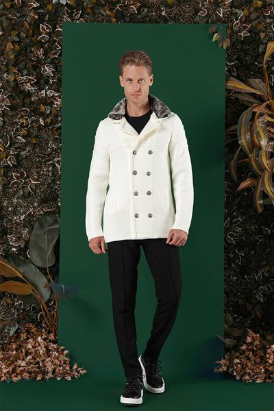 02 Slim Fit Ekru Spor Kaban