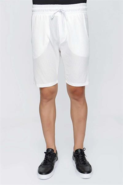 030 Slim Fit Beyaz Bermuda