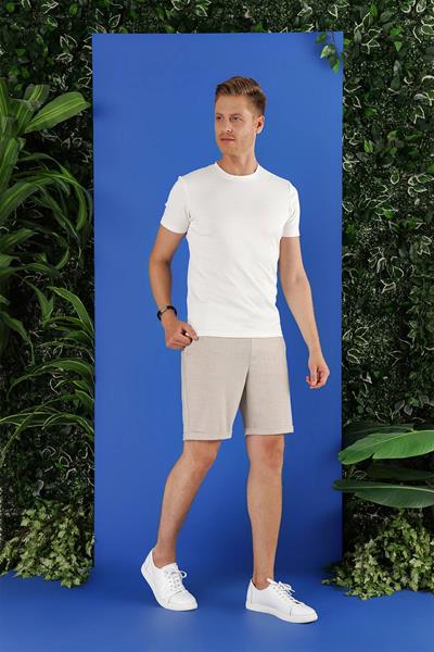 033 Slim Fit Bej Bermuda