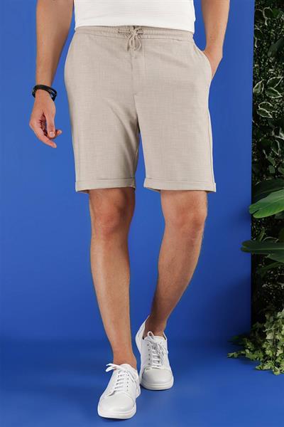 033 Slim Fit Bej Bermuda