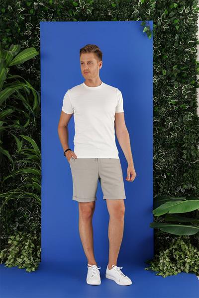 033 Slim Fit Gri Bermuda