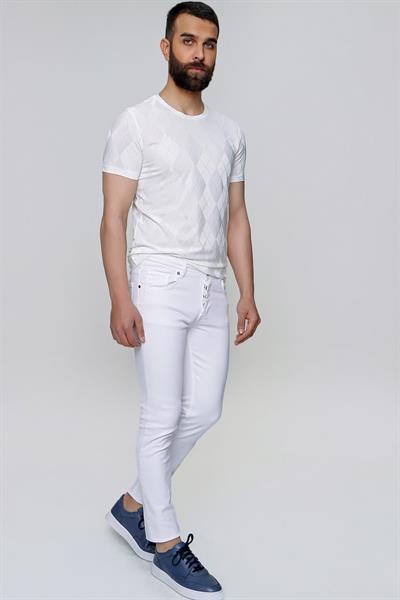 093 Beyaz Jean Pantolon