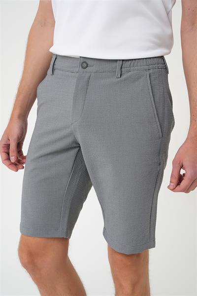 Bermuda 034 Slim Fit Beli Lastikli Gofre Pamuklu Casual Gri Şort