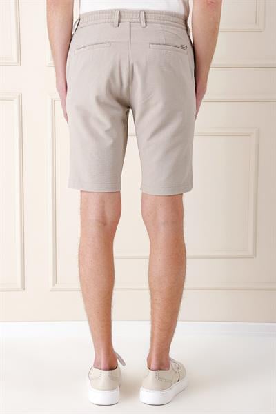 Bermuda 034 Slim Fit Beli Lastikli Gofre Pamuklu Casual Taş Şort