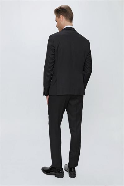 Slim Fit Çıkarılabilir Saten Yaka Siyah Damatlık Smokin Takım Black 062