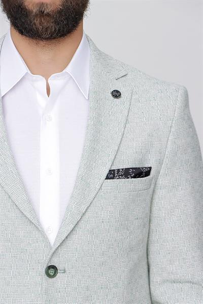Slim Fit Çift Yırtmaç Kırçıllı Dokuma Nil Yeşili Spor Ceket C 613