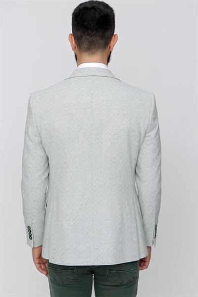 Slim Fit Çift Yırtmaç Kırçıllı Dokuma Nil Yeşili Spor Ceket C 613