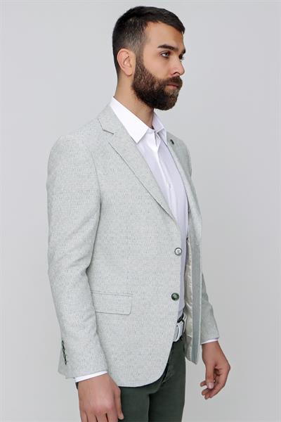 Slim Fit Çift Yırtmaç Kırçıllı Dokuma Nil Yeşili Spor Ceket C 613