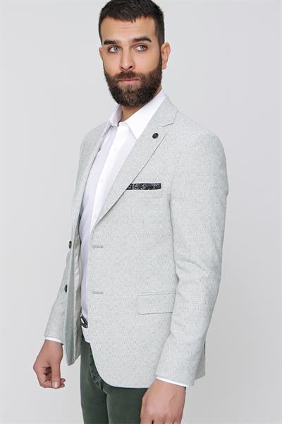 Slim Fit Çift Yırtmaç Kırçıllı Dokuma Nil Yeşili Spor Ceket C 613