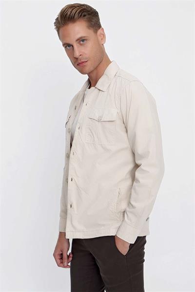 Slim Fit %100 Pamuk Yan Cep Gömlek Yaka Taş Spor Ceket C 618
