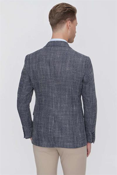 Slim Fit Mono Yaka Kırçıllı Dokuma Lacivert Spor Ceket C 628
