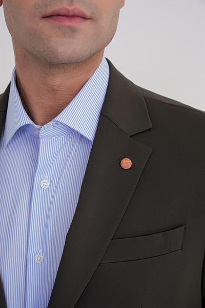 Comfort Fit Çift Yırtmaç Spandex Karışım Esnek Pamuklu Haki Ceket C 727