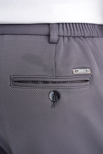 Comfort Fit Beli Lastikli Armürlü Dokuma Esnek Pamuk Gri Jogger Pantolon P 1217