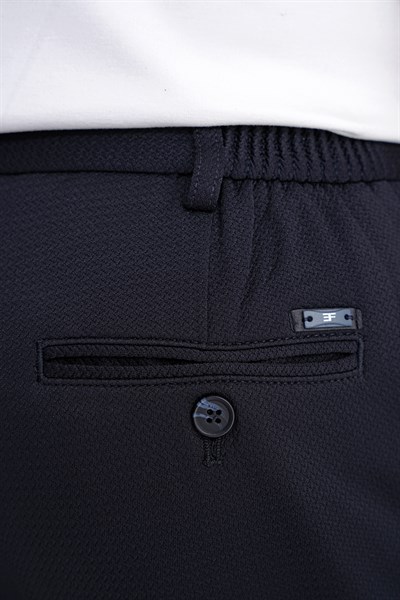 Comfort Fit Beli Lastikli Armürlü Dokuma Esnek Pamuk Lacivert Jogger Pantolon P 1217