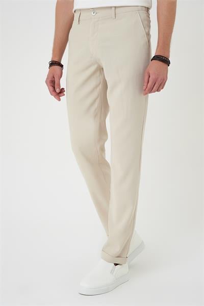 Comfort Beli Lastikli Rayon Karışımlı Krem Jogger Pantolon  P 1194