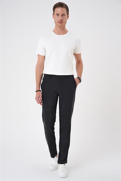 Comfort Beli Lastikli Rayon Karışımlı Siyah Jogger Pantolon  P 1194