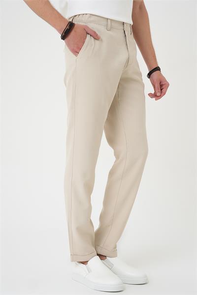 Comfort Beli Lastikli Rayon Karışımlı Krem Jogger Pantolon  P 1194
