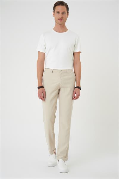 Comfort Beli Lastikli Rayon Karışımlı Krem Jogger Pantolon  P 1194