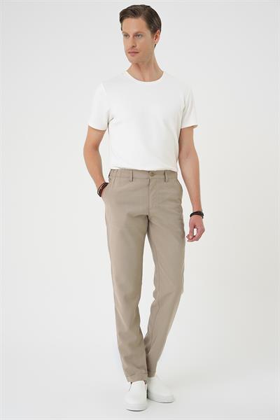 Comfort Beli Lastikli Rayon Karışımlı Bej Jogger Pantolon  P 1194