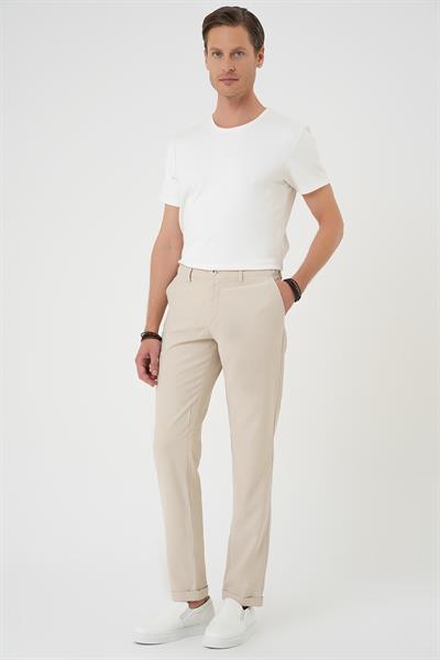 Comfort Beli Lastikli Rayon Karışımlı Krem Jogger Pantolon  P 1194