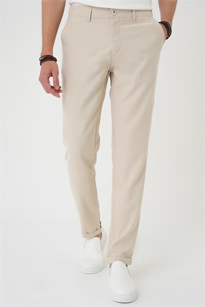 Comfort Beli Lastikli Rayon Karışımlı Krem Jogger Pantolon  P 1194