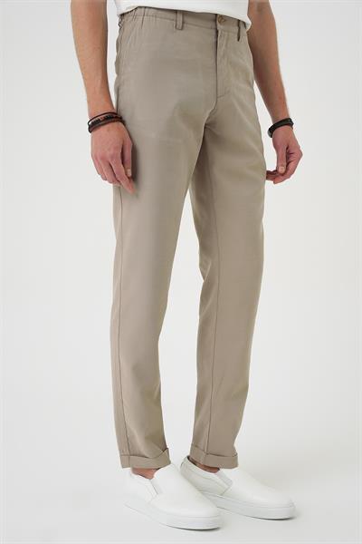 Comfort Beli Lastikli Rayon Karışımlı Bej Jogger Pantolon  P 1194