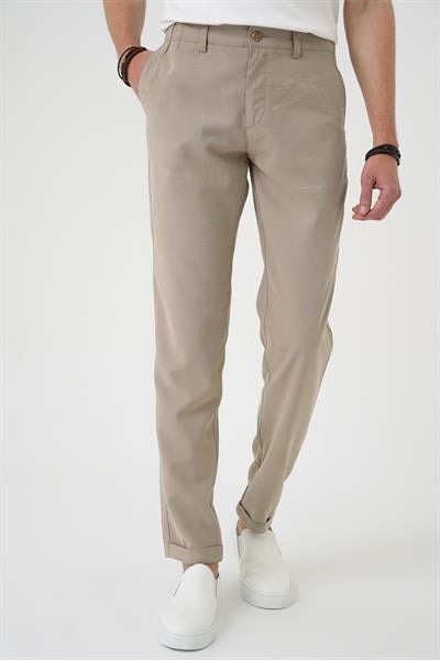 Comfort Beli Lastikli Rayon Karışımlı Bej Jogger Pantolon  P 1194