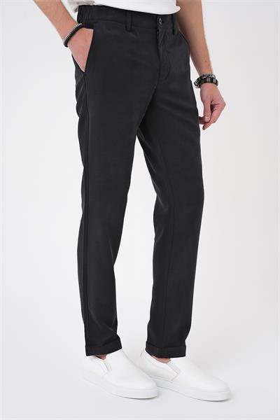 Comfort Beli Lastikli Rayon Karışımlı Siyah Jogger Pantolon  P 1194