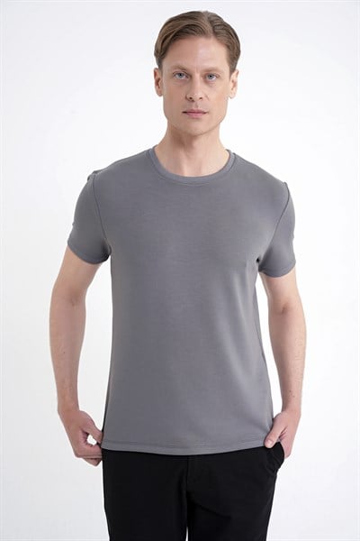 Comfort Bisiklet Yaka Düz KOTON ANTRASİT  TS 885 T-SHIRT