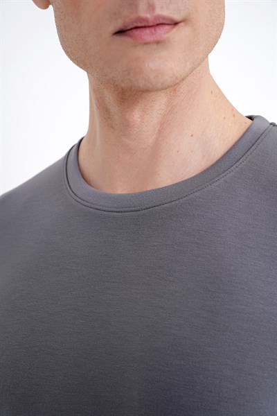 Comfort Bisiklet Yaka Düz KOTON ANTRASİT  TS 885 T-SHIRT