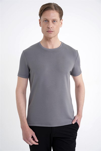 Comfort Bisiklet Yaka Düz KOTON ANTRASİT  TS 885 T-SHIRT