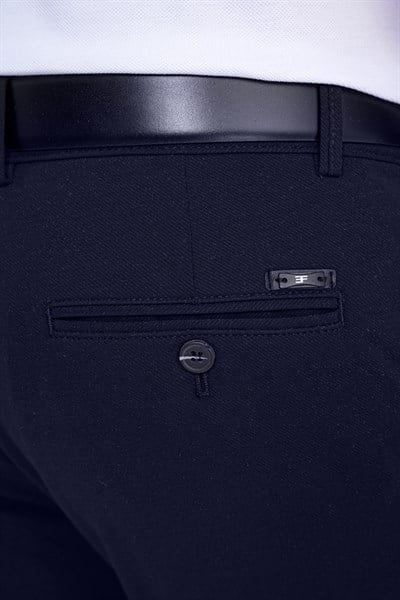Comfort Fit Yan Cep Pamuklu Dokulu Lacivert Pantolon P 1219