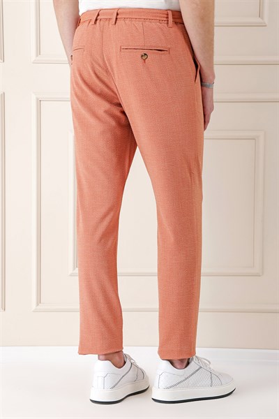 Comfort Fit Belden Kumaş Kemerli Pamuk Oranj Jogger Pantolon P 1154