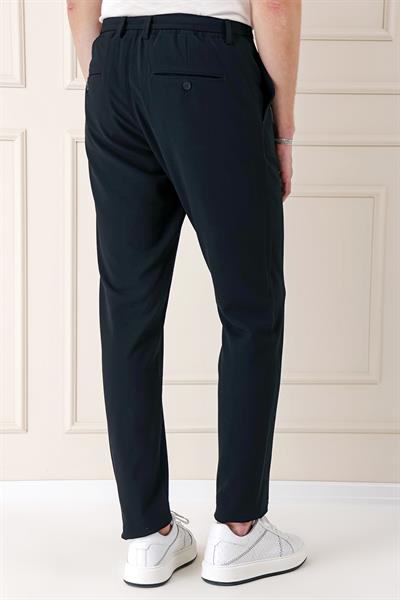 Comfort Fit Belden Kumaş Kemerli Pamuk Lacivert Jogger Pantolon P 1154