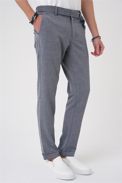 Comfort Fit Belden Kumaş Kemerli Pamuk Koyu Gri Jogger Pantolon P 1154