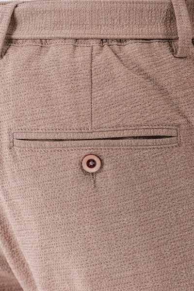 Comfort Fit Belden Kumaş Kemerli Pamuk Bej Jogger Pantolon P 1154